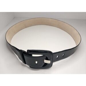 Womens Black Belt By Steven Madden XL Leather Lining Big Buckle Gloss